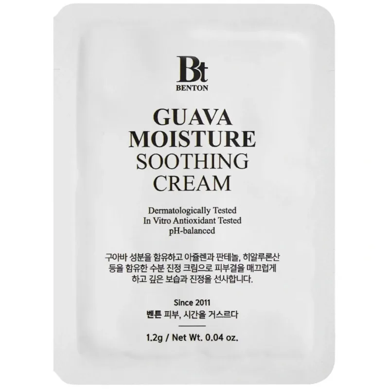 Заспокійливий крем з гуавою та азуленом Benton Guava Moisture Soothing Cream, 1шт * 1,2 г