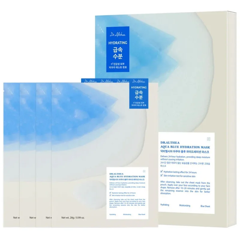 Зволожувальна тканинна маска з азуленом Dr. Althea Aqua Blue Hydration Mask, 4 шт * 28 г