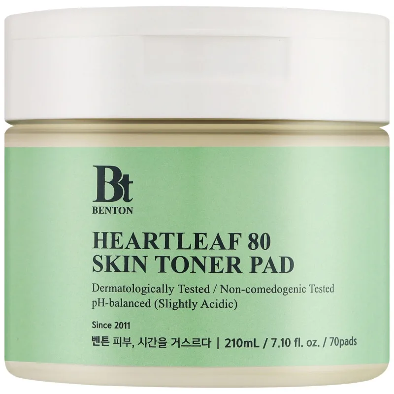 Двосторонні пілінг-диски з екстрактом гуттуїнії Benton Heartleaf Skin Toner Pad, 70 шт
