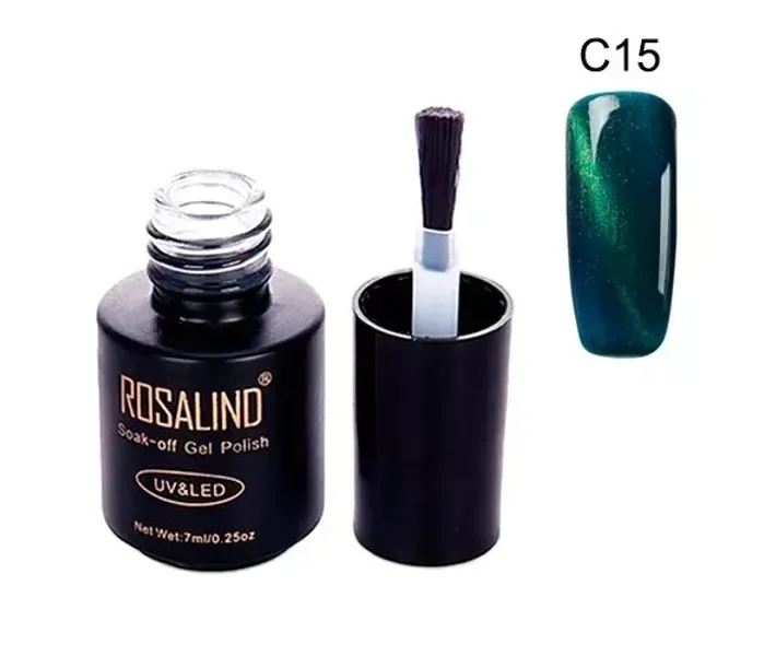 Гель-лак для нігтів манікюру 7мл Rosalind, котяче око, C15 смарагдовий