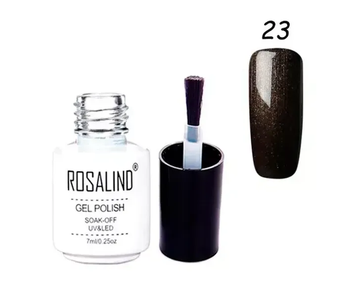 Гель-лак для нігтів манікюру 7мл Rosalind, шиммер, 23 шоколад