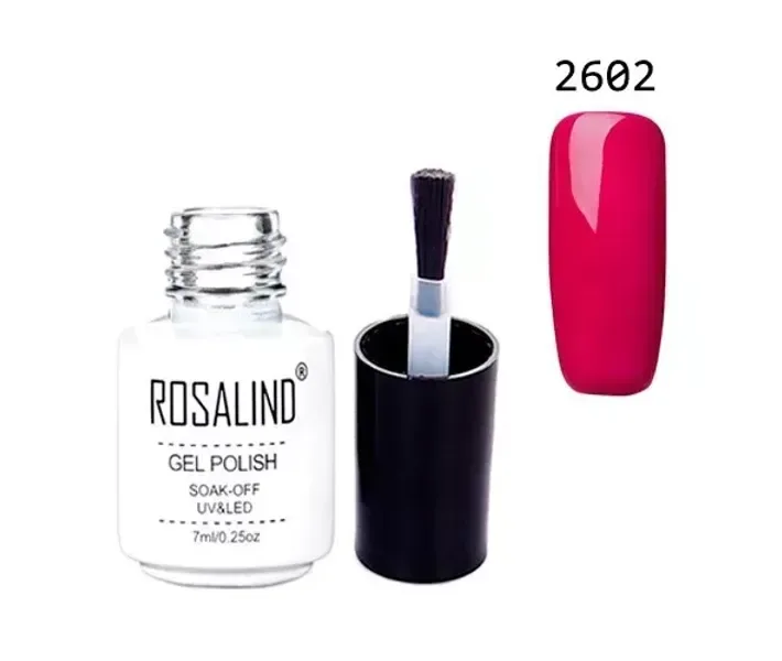 Гель-лак для нігтів манікюру 7мл Rosalind, шеллак, 2602 яскраво-малиновий