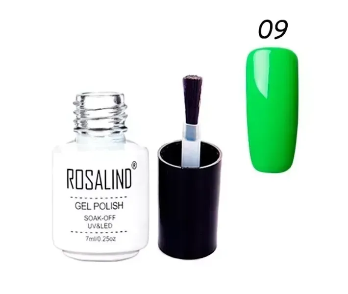 Гель-лак для нігтів манікюру 7мл Rosalind, шеллак, 09 зелене яблуко