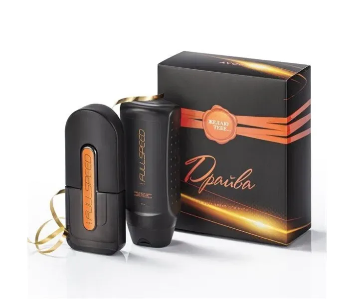 Чоловічий подарунковий набір на 23 лютого AVON Full Speed ​​в подарунковій коробці набір фулспід духи