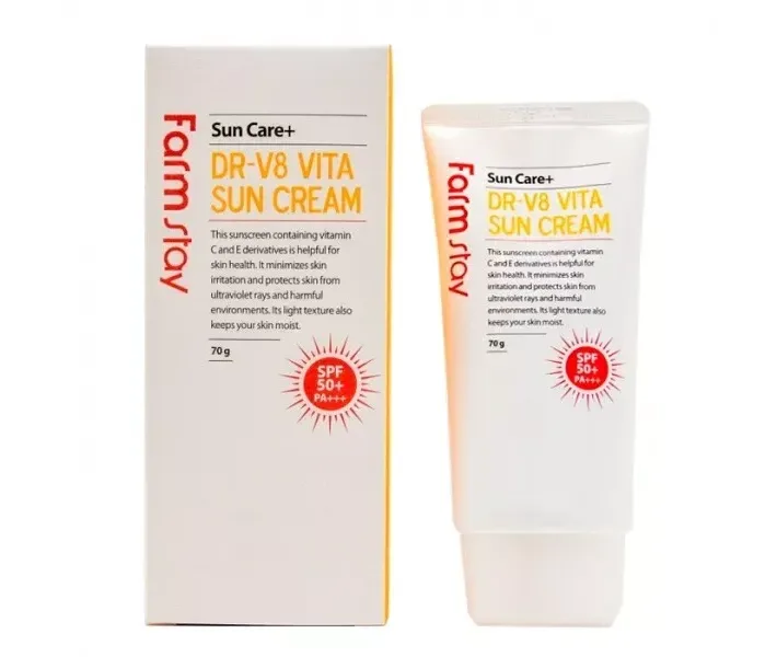 Сонцезахисний крем із вітамінами FarmStay DR-V8 Vita Sun Cream SPF 50/PA+++ 70ml (FS0116)