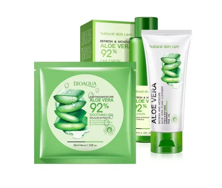 Набір для обличчя BIOAQUA Aloe Vera 92% Toner Cleanser Mask догляд за шкірою
