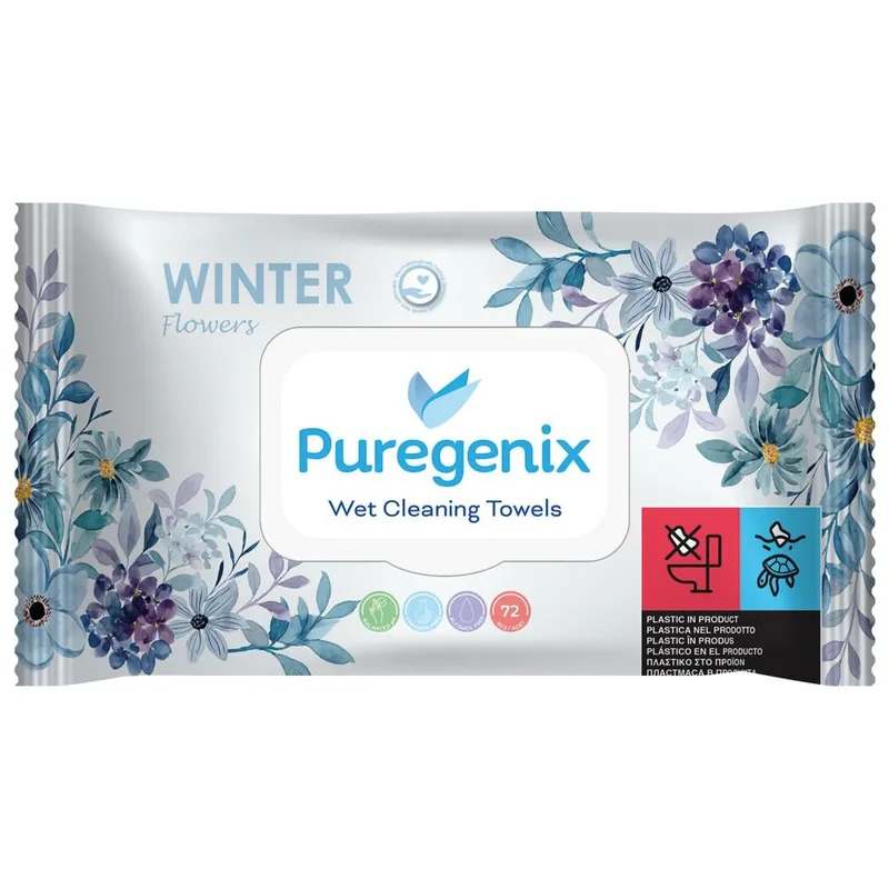 Вологі серветки Puregenix з ароматом квітів 72 шт.
