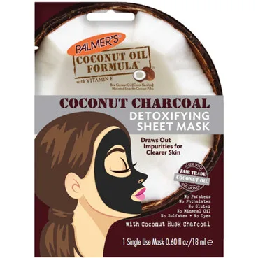 Тканинна детокс-маска для обличчя Palmer's Coconut Oil Formula Coconut Charcoal Detoxifying Sheet Mask