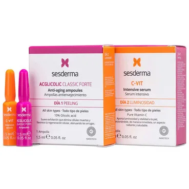 Набір антивіковий для сяяння шкіри обличчя SesDerma C-VIT Acglicolic Flash Kit (ser/1,5ml + ampoule/1,5ml)
