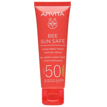 Сонцезахисний гель-крем для обличчя тонуючий з SPF50Apivita Bee Sun Safe Hydra Fresh Tinted Face Gel-Cream SPF50