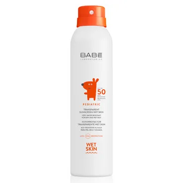 Дитячий сонцезахисний прозорий водостійкий спрей SPF 50Babe Laboratorios Pediatric Wet Skin SPF 50