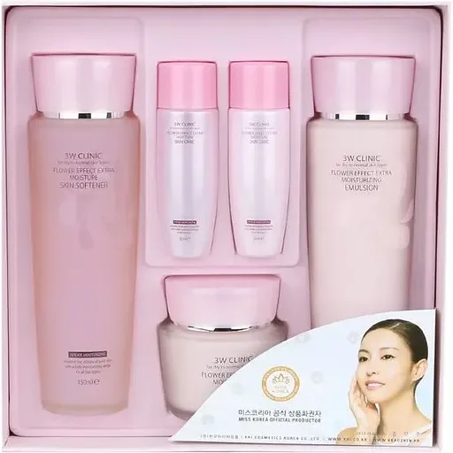 Набір для обличчя 3W Clinic Flower Effect Extra Moisturizing 3 Kit Set