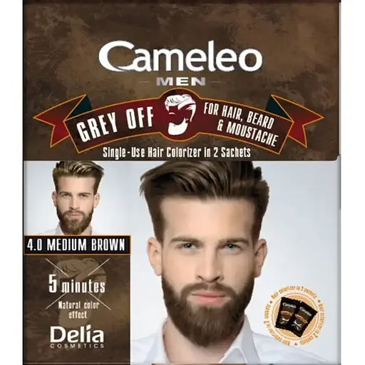 Фарба для волосся, бороди та вус Delia Cameleo відтінок 4.0 коричневий (2 шт. х 15 мл)