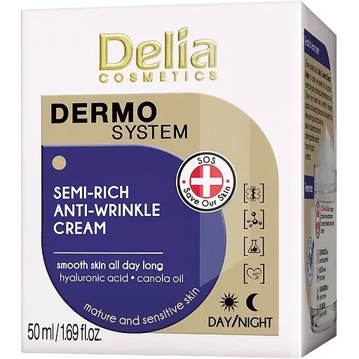 Крем для обличчя Delia Cosmetics Dermo System Semi-Rich Anti-Wrinkle Cream 50 мл