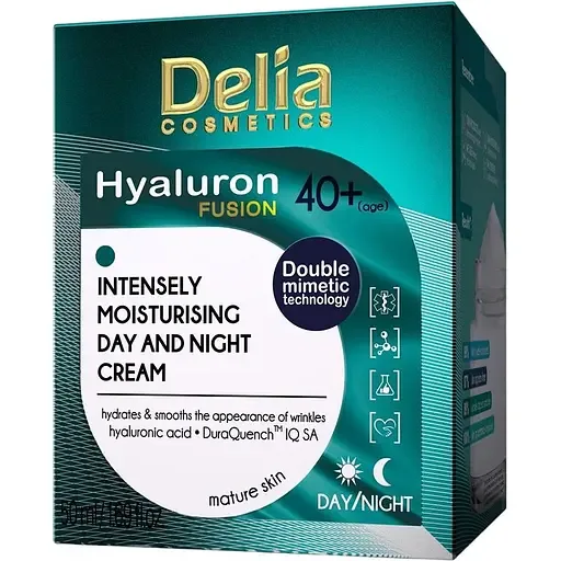 DL Hyaluron Fusion Крем для обличчя Delia Cosmetics Hyaluron Fusion проти зморшок 40+ 50 мл