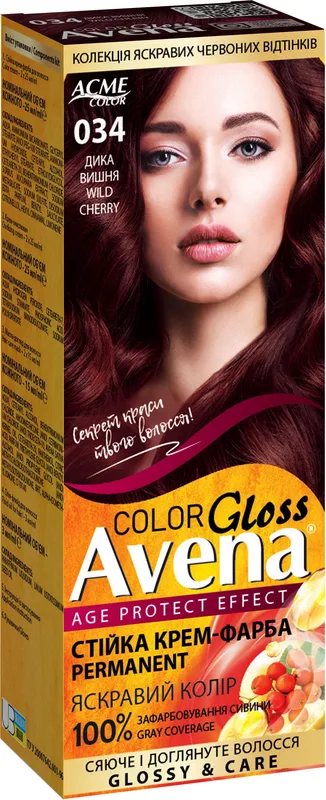 Cтійка крем-фарба для волосся "AVENA" Gloss Color 034 Дика вишня