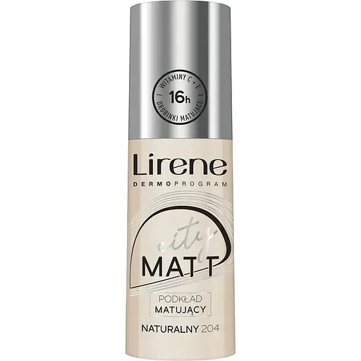 Тональний крем Lirene City Matt з матуючим та вирівнювальним ефектом відтінок Натуральний 204, 30 мл
