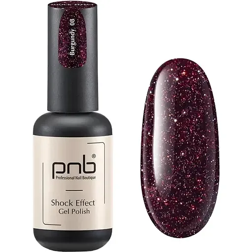 Гель-лак PNB світловідбиваючий Shock Effect PNB 08 Burgundy 8 мл UV/LED
