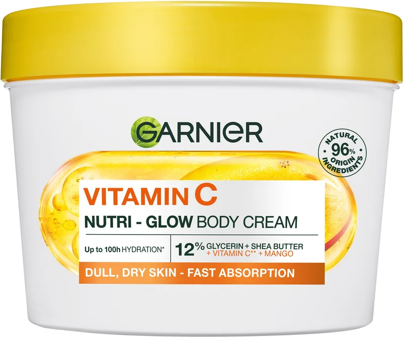 Крем зволожувальний Garnier з вітаміном С для сухої та тьмяної шкіри тіла Манго Body Superfood, 380мл