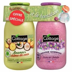 Набір для душу "Ананас і кокосове молочко + Фіалка" Cottage Pineapple&Coconut&Violet Set (shower/milk/250ml + exfoliating/gel/270ml)