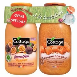 Набір для душу "Маракуйя + Солодка карамель" Cottage Smoothie Passion&Sweet Caramel Set (shower/milk/250ml + exfoliating/gel/270ml)