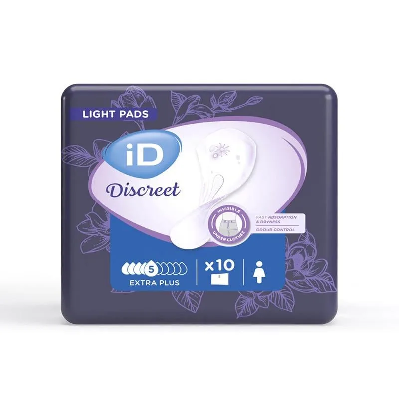 Урологічні прокладки жіночі іD Discreet Light Extra з контролем запаху 5 крапель 10 шт. (000006683)