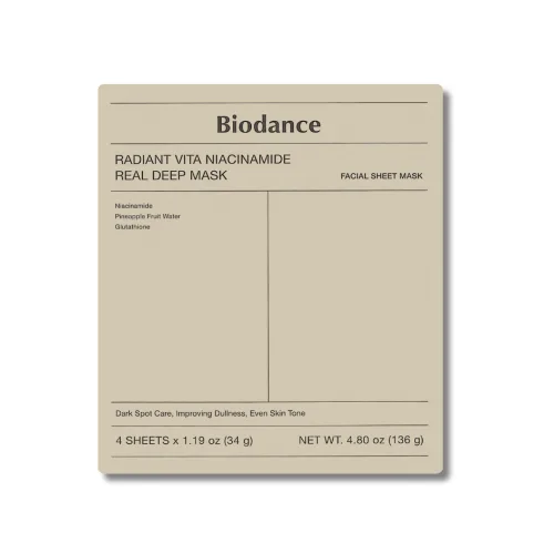 Набір гідрогелевих масок для оживлення тьмяної шкіри - Biodance Radiant Vita Niacinamide Real Deep Mask