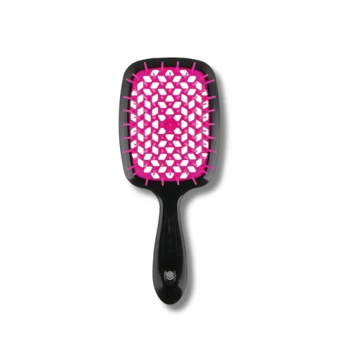 Маленький гребінець для волосся чорний з рожевою серединкою - Janeke Small Superbrush
