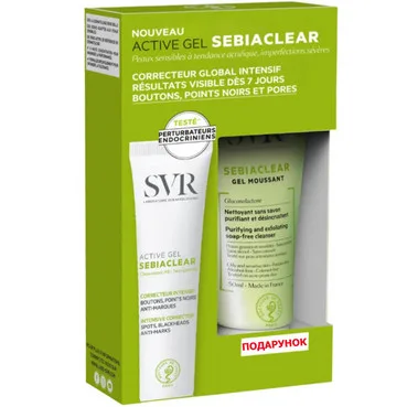 Набір для проблемної шкіри обличчя та тіла SVR Sebiaclear Set (f/gel/40ml + gel/55ml)