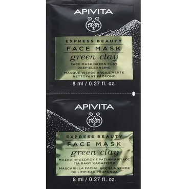 Маска Apivita (Апівіта) Express Beauty для глибокого очищення із зеленою глиною 2х8 мл