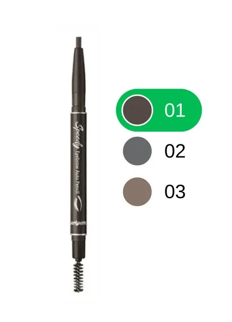 Олівець для брів зі щіточкою Speedy Eyebrow Auto Pencil (01 - Black Brown), 1 мл Peripera (304390899)