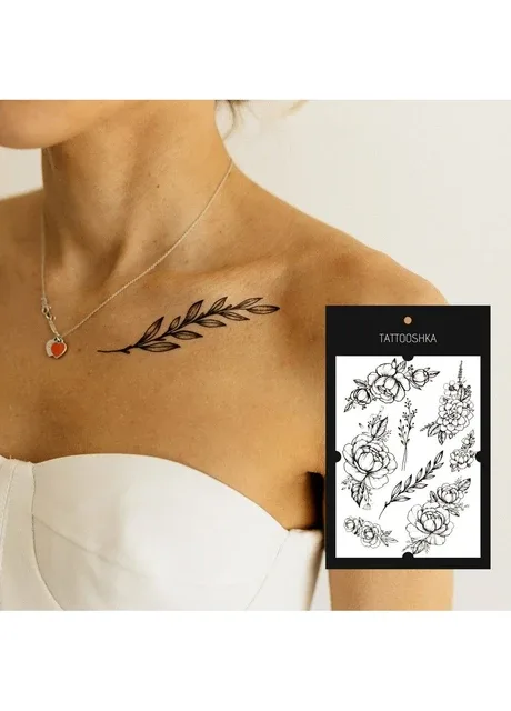 Тату "Піони з гілочками" Tattooshka (303140592)