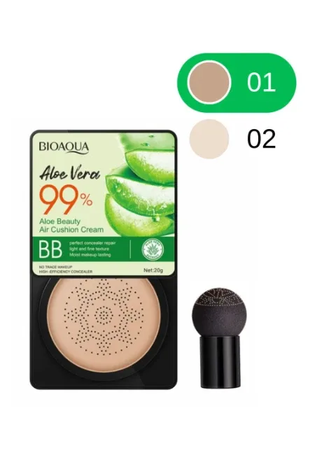 Кушон для обличчя з екстрактом алое Aloe Vera 99% Air Cushion BB Cream (01 - Бежевий натуральний), 20 мл Bioaqua (322401111)