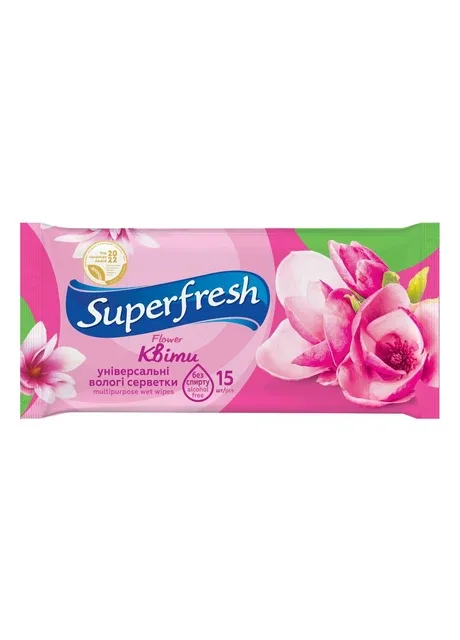 Серветка волога 42215169 Flower 15 шт. (4823071613490A) shop (4823071613490) Superfresh