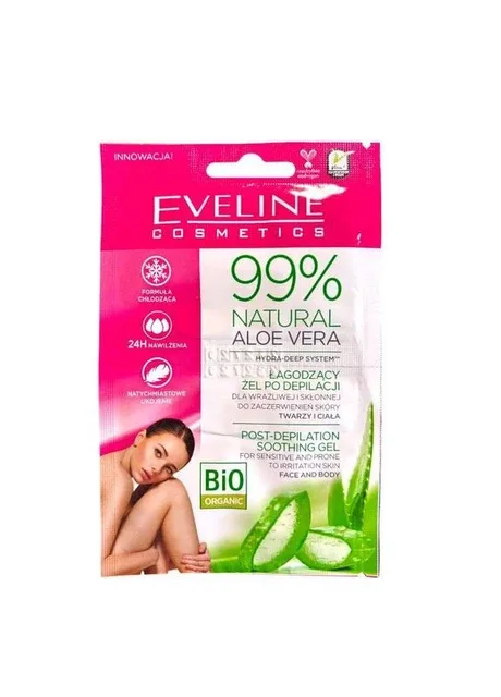 Eveline Cosmetics 99% Natural Aloe Vera заспокоюючий гель після депіляції 2× 5 мл