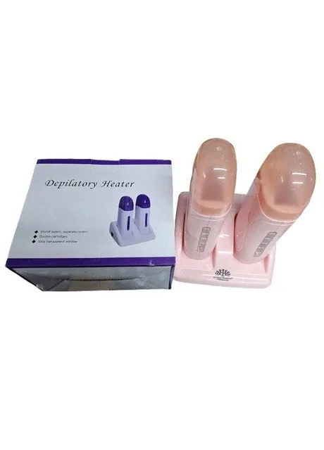 Воскоплав двокасетний Depilatory Heater 2в1 з підставкою для депіляції волосся Персиковий 40 Вт Global Fashion (337515141)