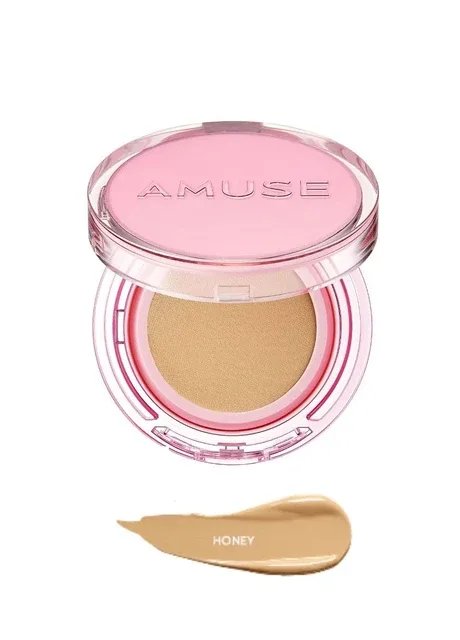 Веганський тональний кушон з сяючим фінішем Dew Power Vegan Cushion 03 Honey 15g Amuse (277097753)