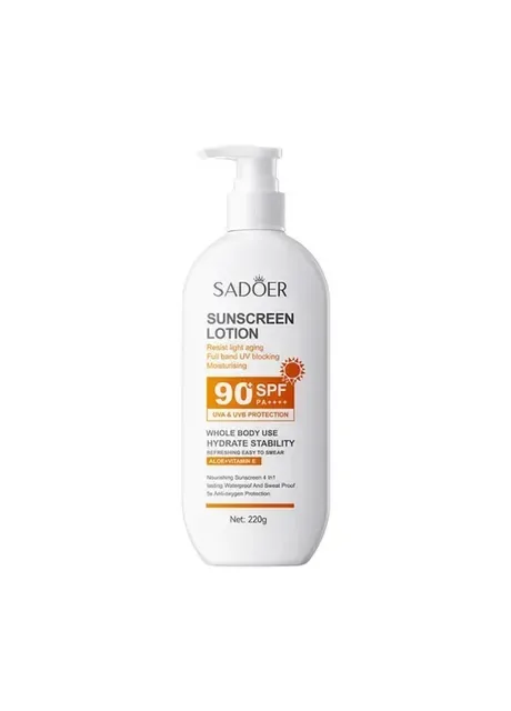 Лосьйон сонцезахисний для обличчя та тіла SADOER Sunscreen Lotion SPF PA+++ 90 із захистом від УФ-променів, 220 мл No Brand (406992812)
