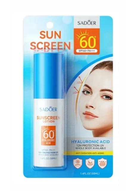 Сонцезахисний лосьйон з екстрактом гіалуронової кислоти Hyaluronic Acid Sunscreen Lotion SPF 60+, 50 мл SADOER (373638596)