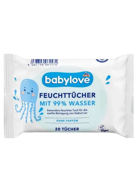 Вологі серветки з 99% води, 20 шт. BabyLove (403445482)