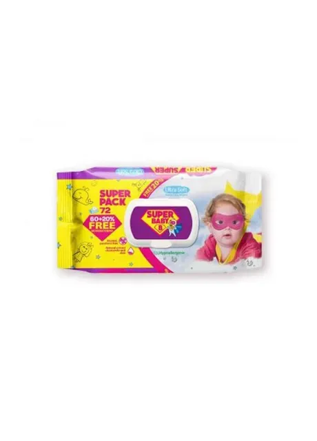 Вологі серветки SuperPack ромашка та алоє, 72 ш ТМ Super Baby (300289503)
