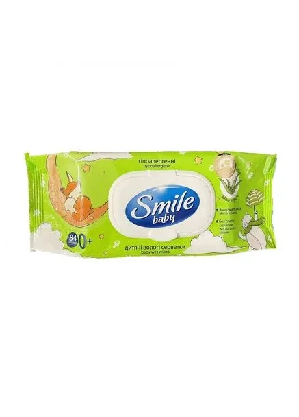 Вологі серветки Baby Екстракт алое, 84 шт, з клапаном Smile (379366468)