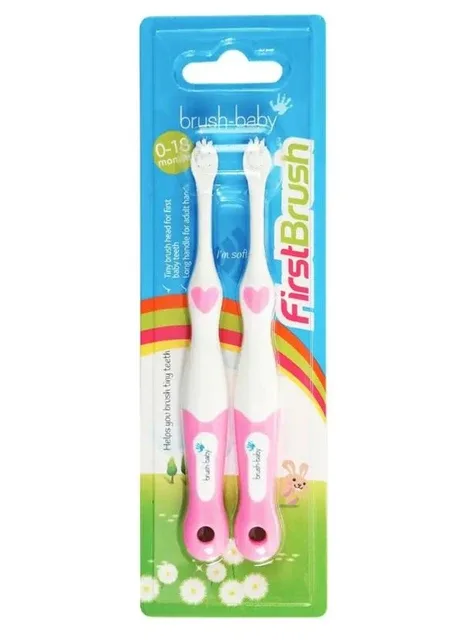 Зубні щітки First Brush від 0 до 18 місяців (рожева), 2 шт. Brush-Baby (307073521)