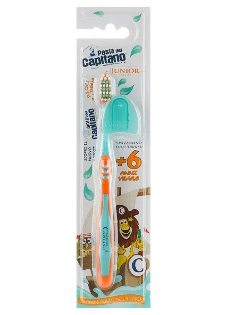 Дитяча зубна щітка 6+ оранжево-зелена Pasta del Capitano (368561579)