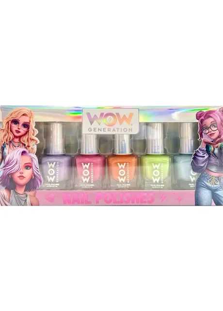 Набір дитячих лаків для нігтів WOW Generation з глітером яскравих кольорів, 5 шт. (WOW00110) No Brand (407020920)