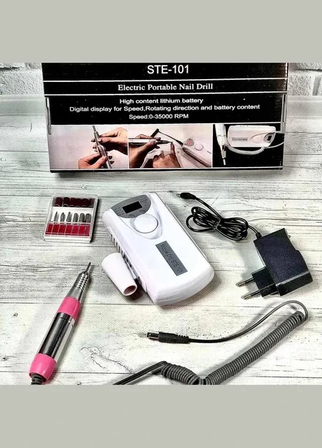 Портативний фрезер для манікюру STE-101 на акумуляторі (Білий) Nail Drill (377001846)