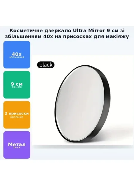 Зеркало для макіяжу 9см Ultra mirror дзеркало 40X збільшення на присосках No Brand (383273768)