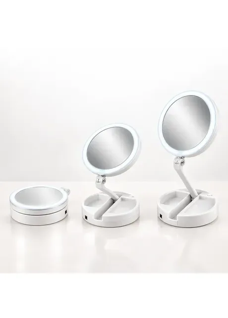 Складне косметичне дзеркало з LED-підсвіткою та 10X збільшенням, My Foldaway Mirror No Brand (388663092)