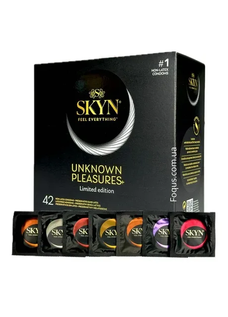 Презервативи UNKNOWN PLEASURES 7 шт безлатексні в м'якому пакуванні SKYN (303895747)