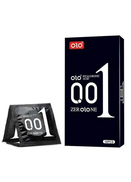 Презервативи 0.01 BLACK ультратонкі з гіалуроновим мастилом 10 шт. OLO (361871426)